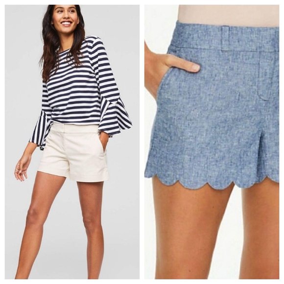 LOFT Pants - LOFT 4" Shorts BUNDLE Chambray Blue Linen & Tan 0